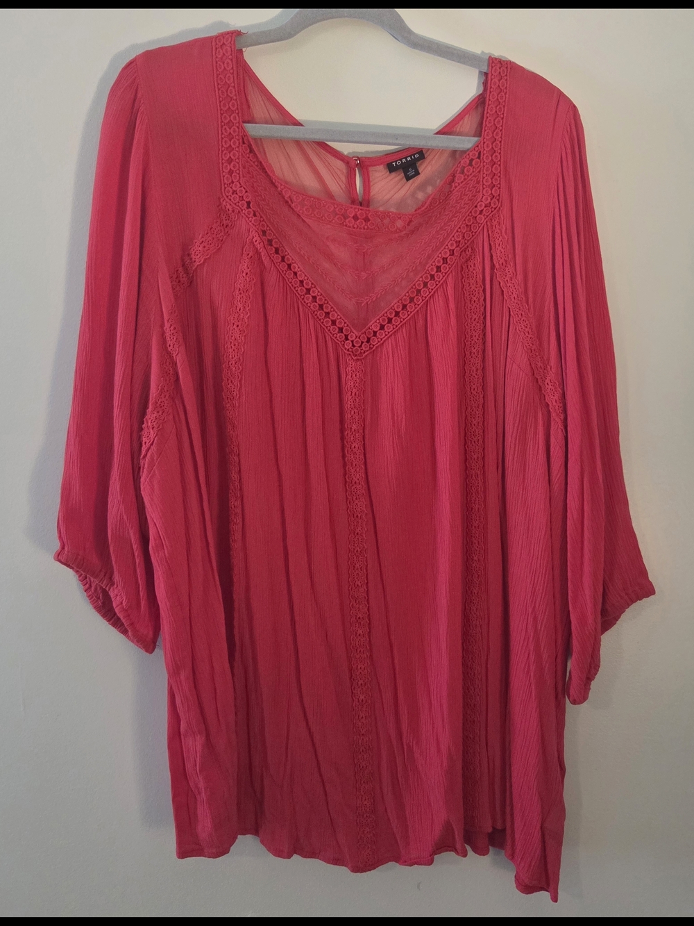 Torrid Red Crochet-Trim Peasant Tunic